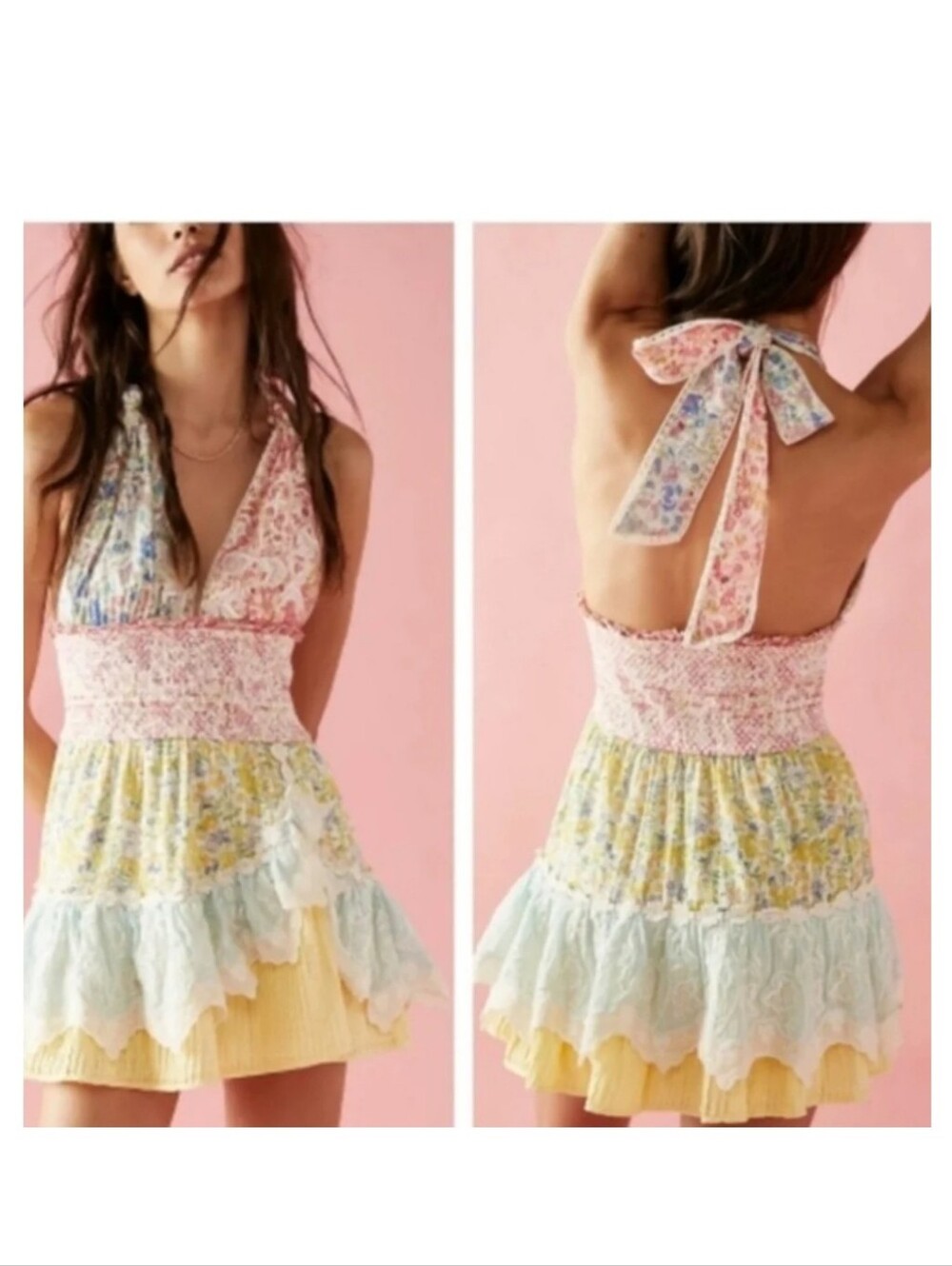 LoveShackFancy Cambria Mini Halter Dress